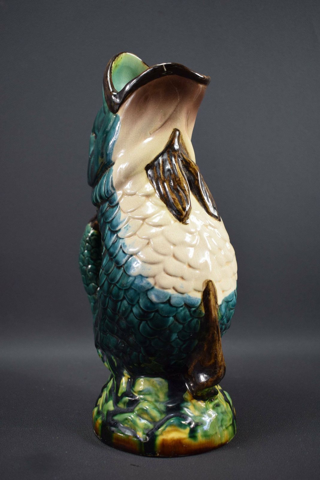 Antique French Majolica Gurgling Fish Pitcher Jug Vase photo Home Decor