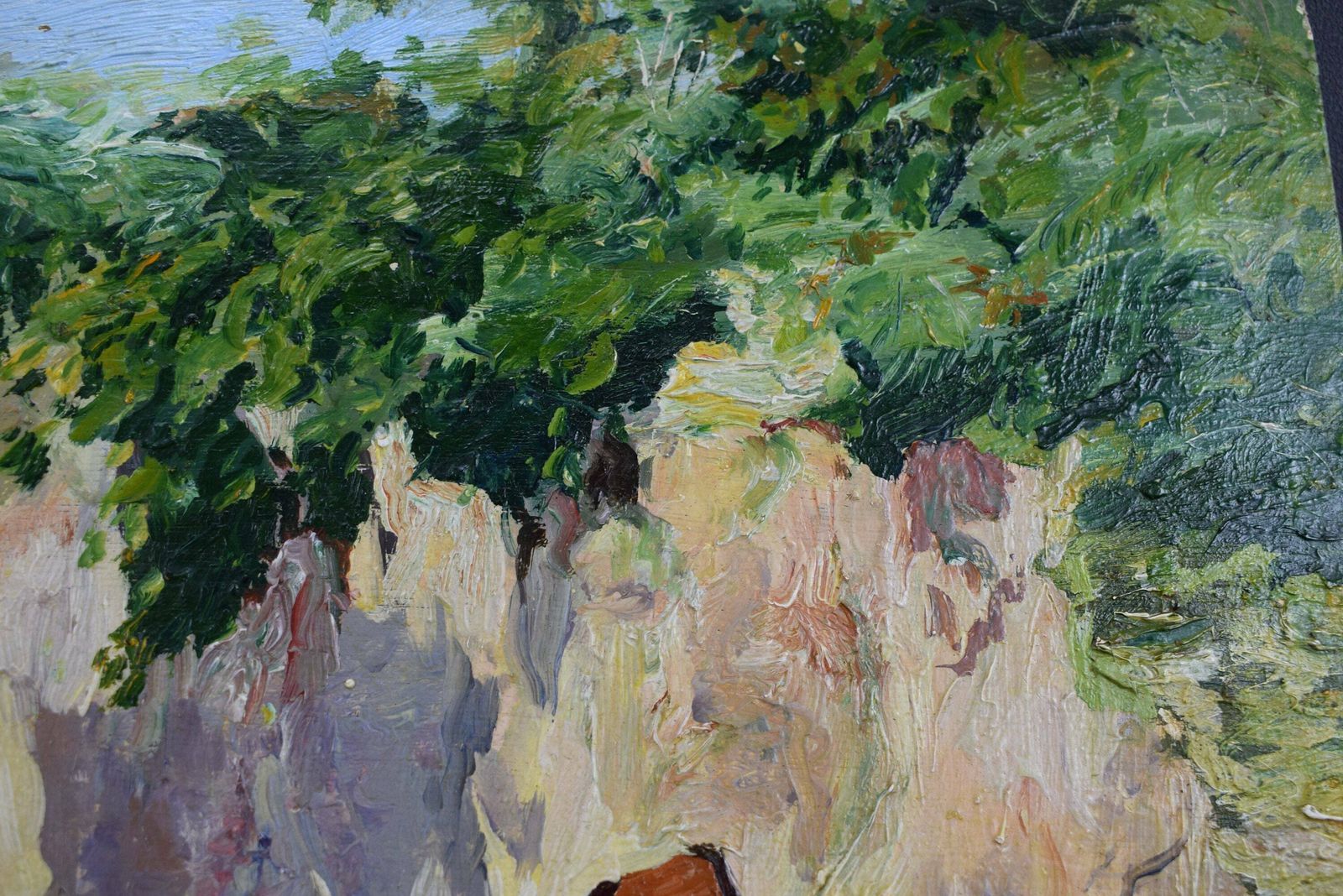 French Orientalist Oil Painting On Panel Signed Roufanche, Maghreb Oasis Painting photo buy
