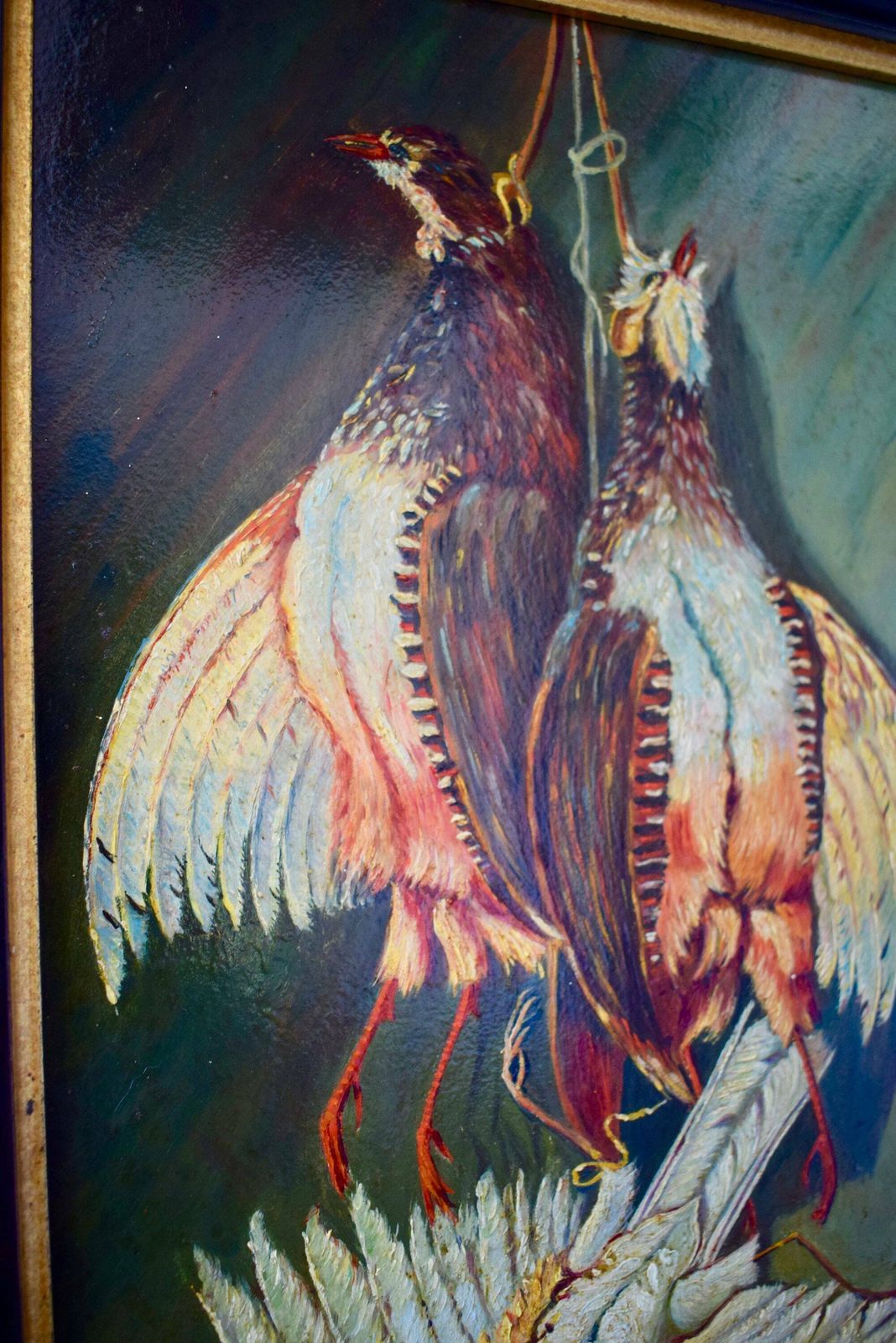 French Antique Hunt Trophy Oil Painting Game Birds photo buy