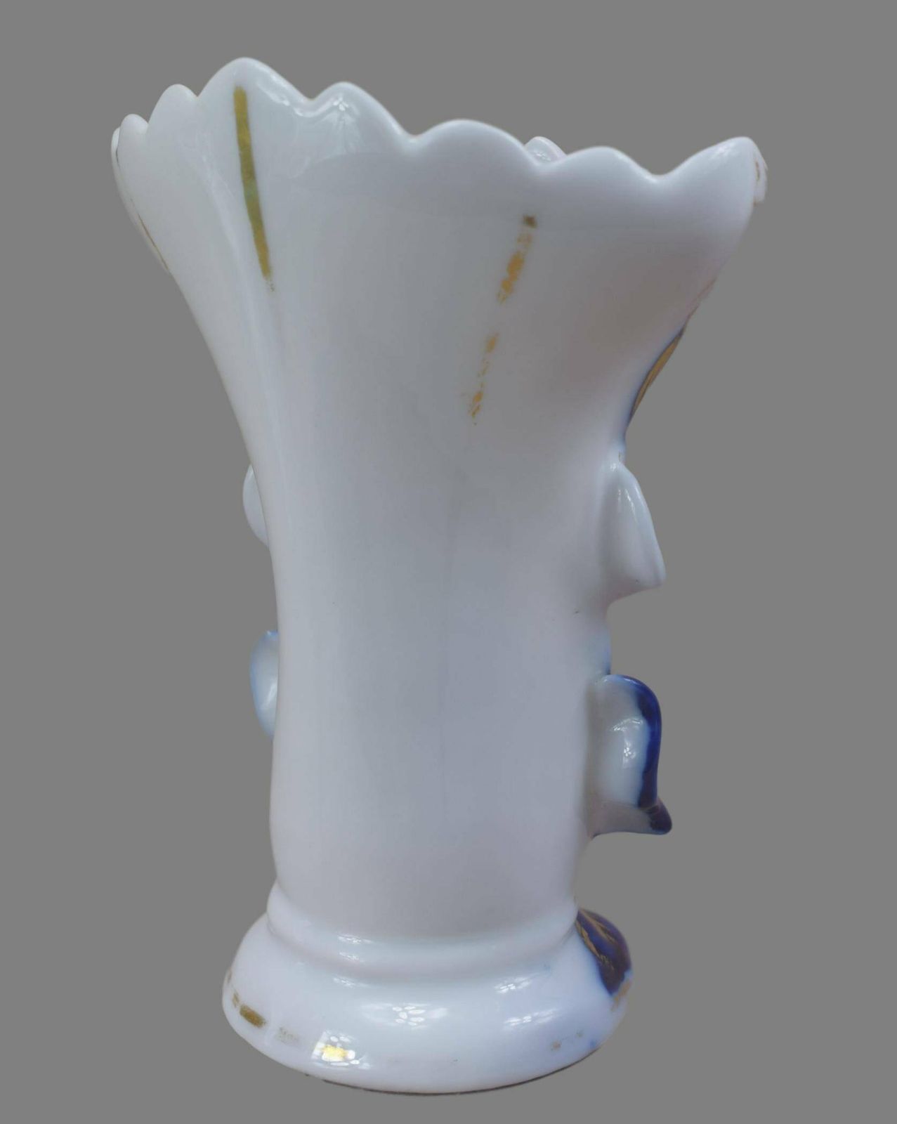 photo furniture French Antique Valentine Porcelain Vase, Wedding Bride Married Vase, Hand Painted White Cobalt Blue Gold Vase