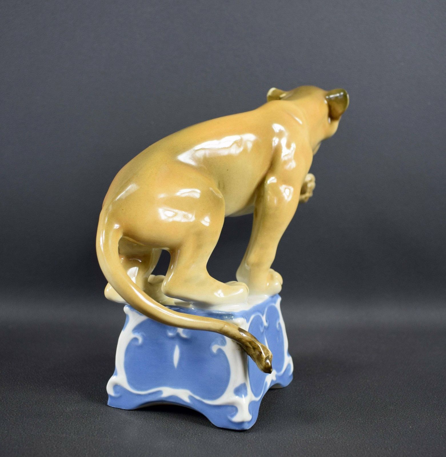 Royal Dux Vintage French Statue Lioness Porcelain photo Art