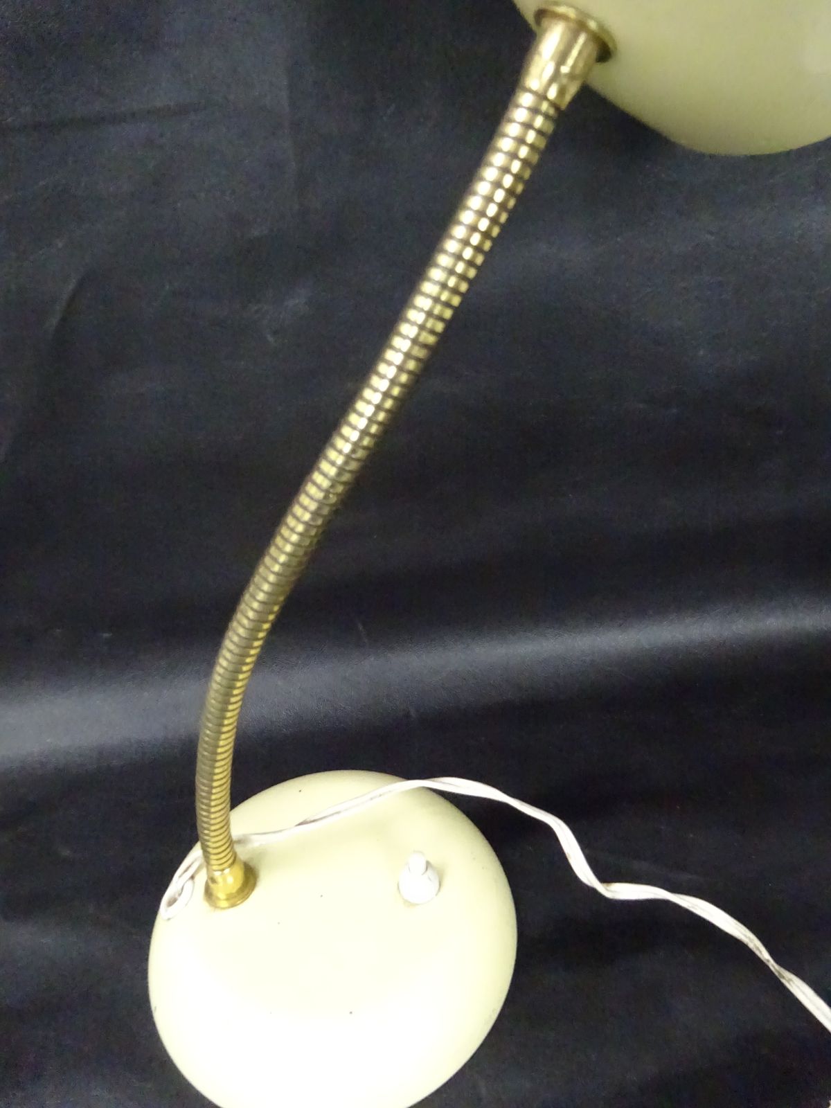 Mid Century European Cream Enamelled Metal Goose Neck Lamp photo vinterior
