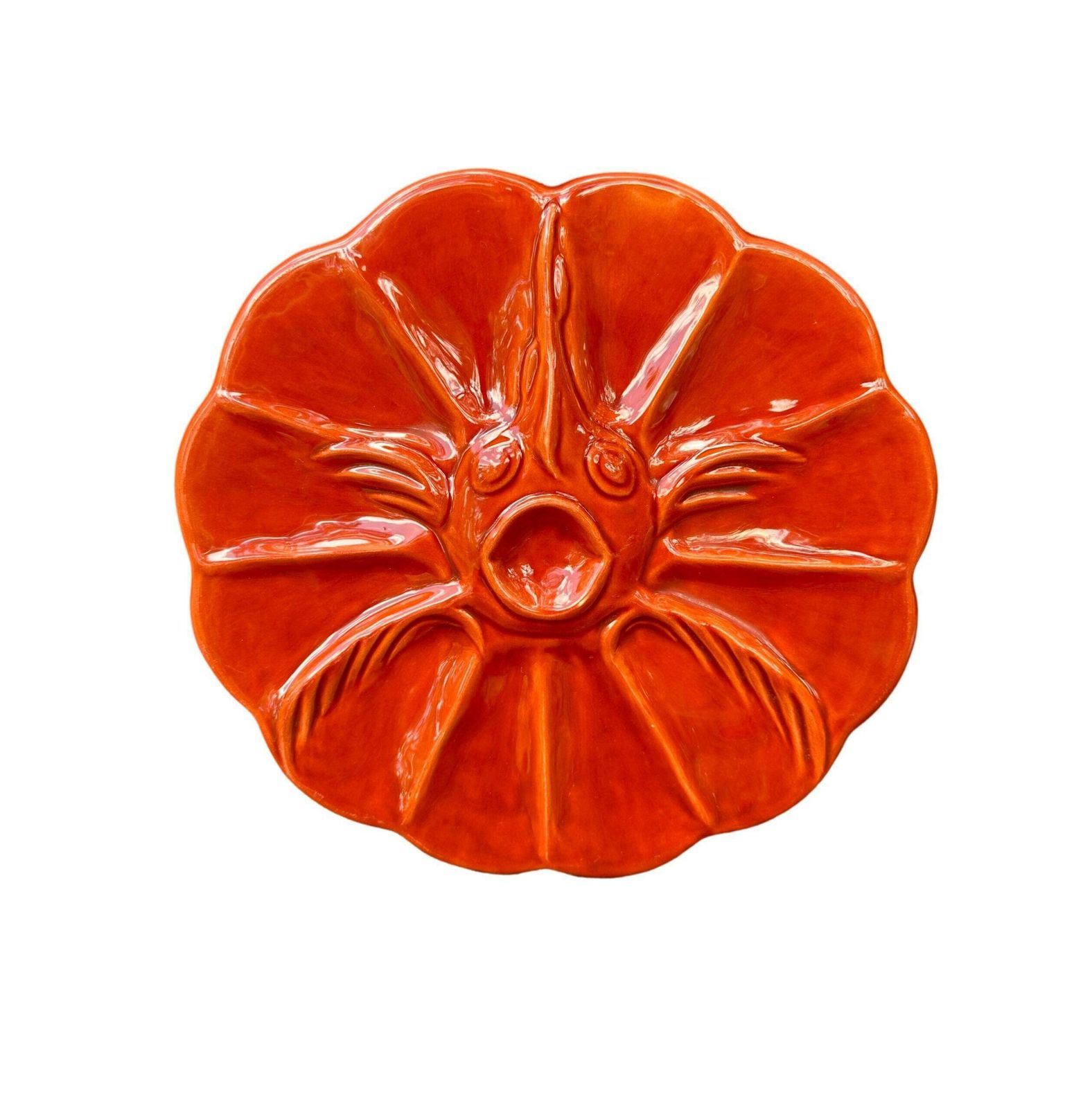 French Vintage Vallauris Majolica Fish Oyster Platter