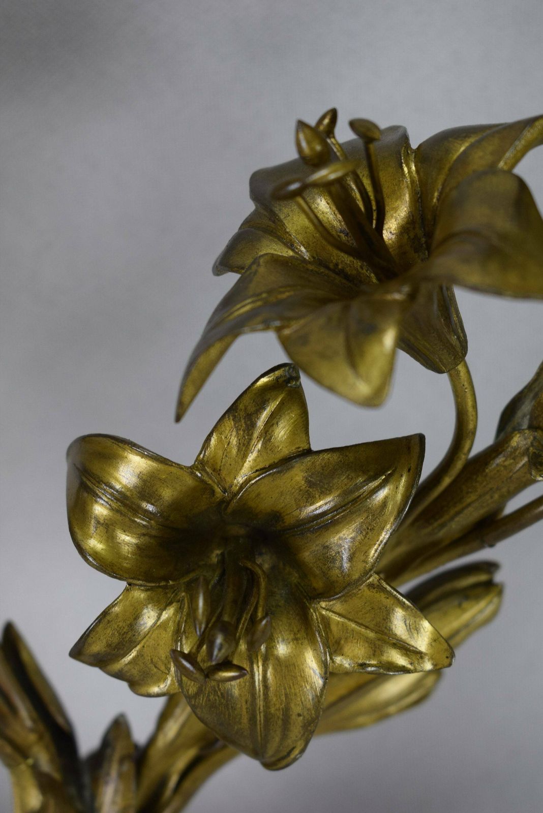 Rare Large Bronze Wall Sconce, French Antique Bronze Flower Sconce, Shabby French Wall Lamp, Two Lights Wall Sconce photo buy