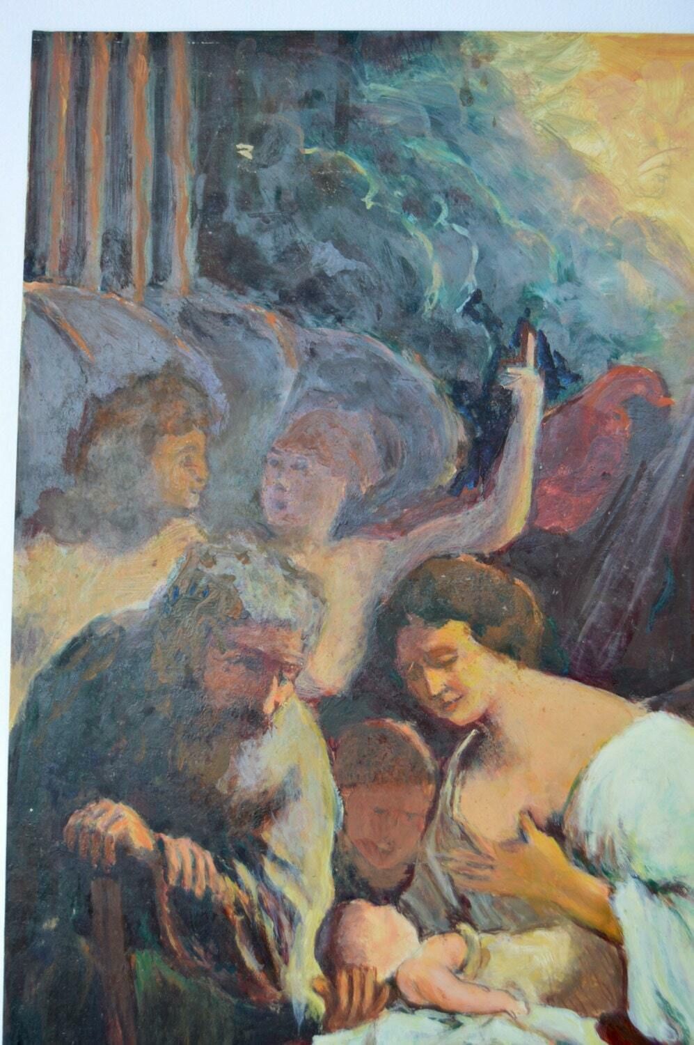 French Religious Oil Painting Henri Sigaud The Nativity photo Art