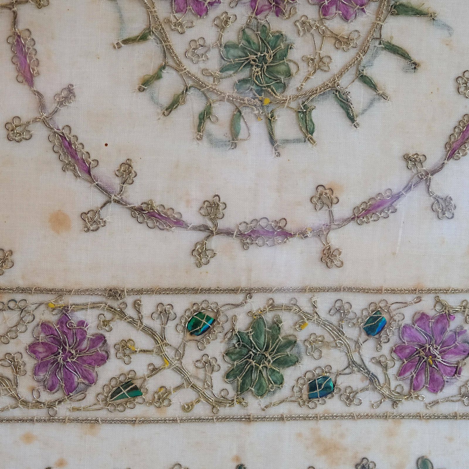 photo furniture Antique Beetle Wing Embroidery, Indian Textile