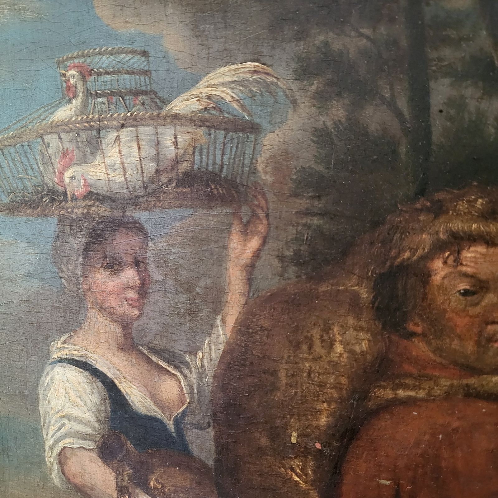 Oil Painting Of A Hunter With Lady photo for sale
