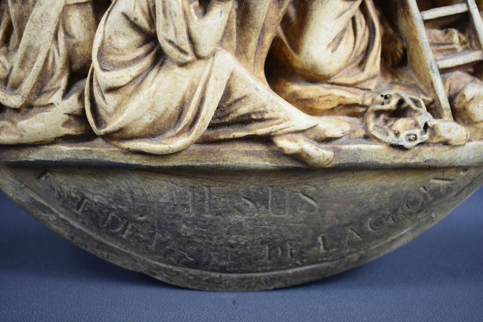 French Antique Religious Wall Plaque The Descent From Cross photo vinterior