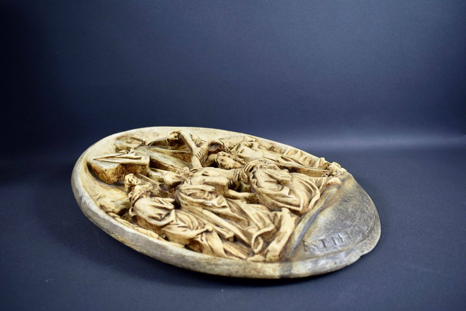 photo for sale French Antique Religious Wall Plaque The Descent From Cross