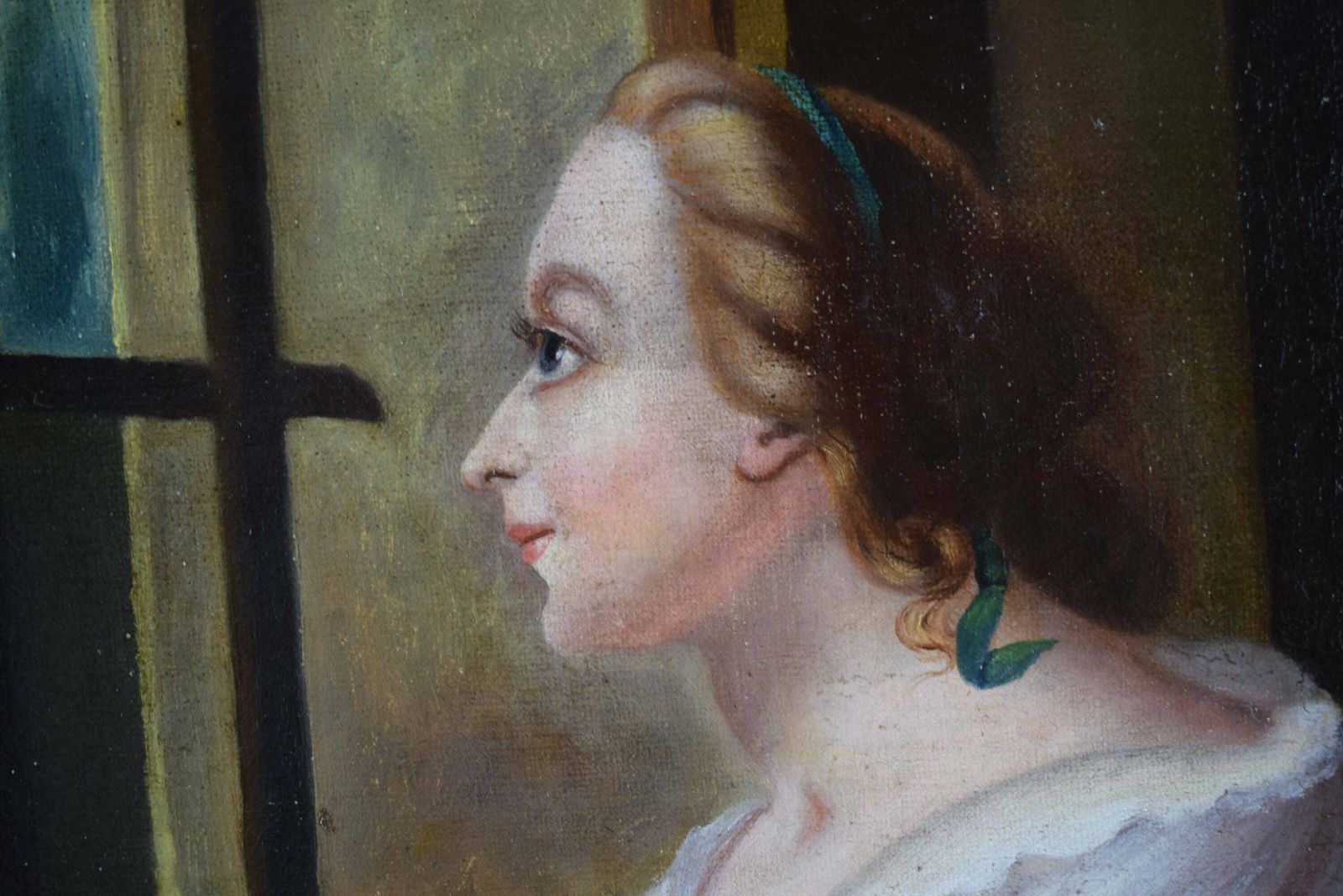 Antique French Oil Painting On Canvas Queen Mary Antoinette Signed 19th photo Art