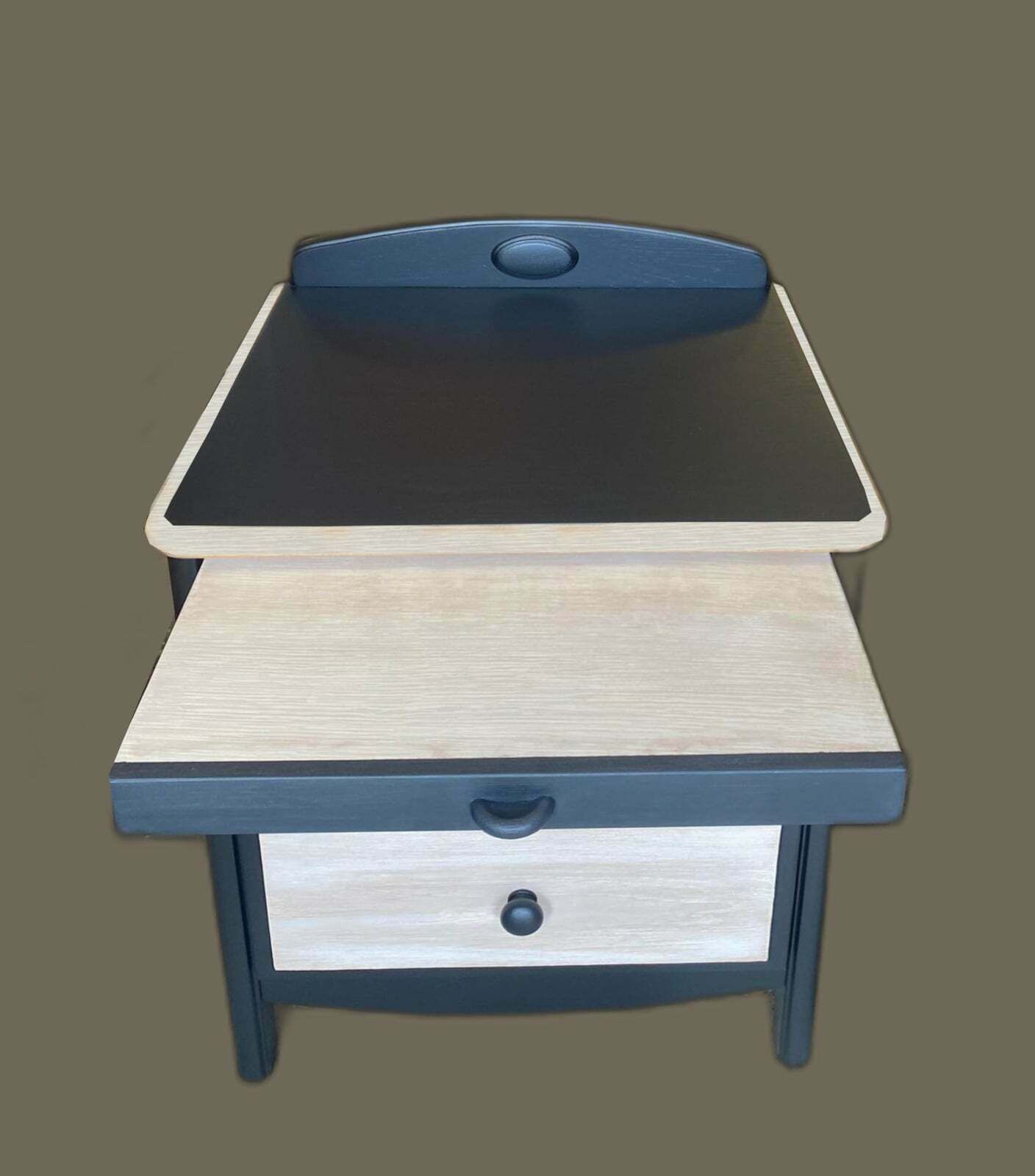 Pair Of Stag Vintage Mid Century Carved Bedside Tables, Nightstand Hand Painted photo furniture