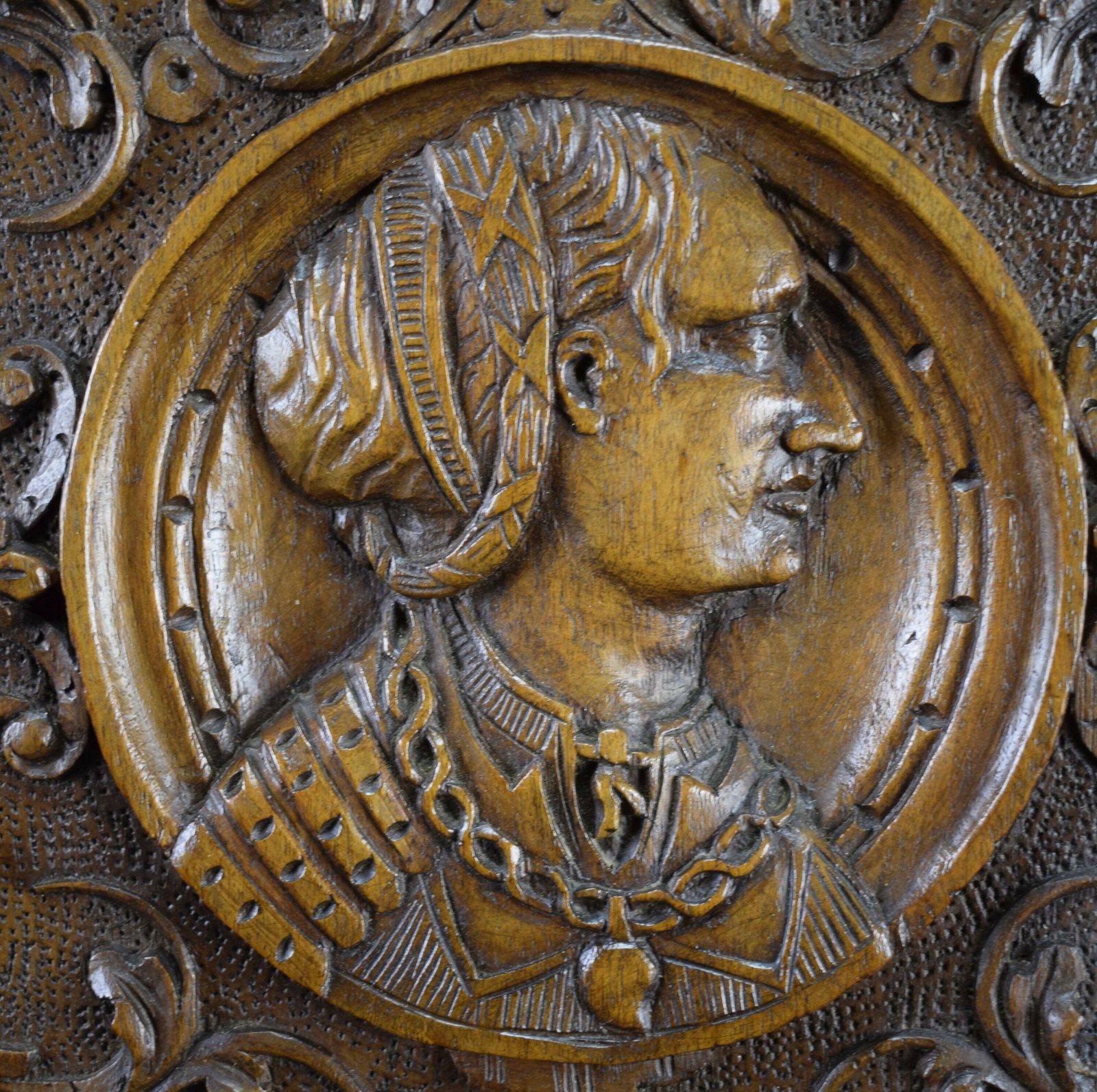 French Antique Gothic Hand Carved Wood Cupboard Door 19th photo for sale