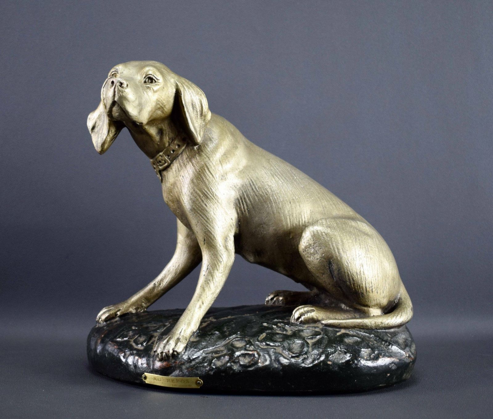 Garnier French Terracotta Hunted Dog Statue Vintage