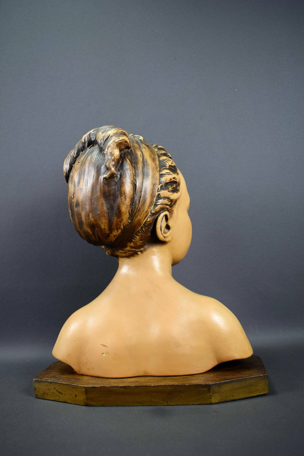 1900's Vintage French Bust Statue Figurine Plaster Young Girl photo 346.0