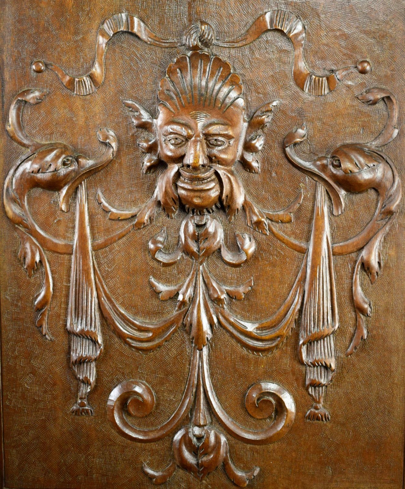 French Antique Hand Carved Wood Cupboard Chimera Head Mascaron 19th photo furniture