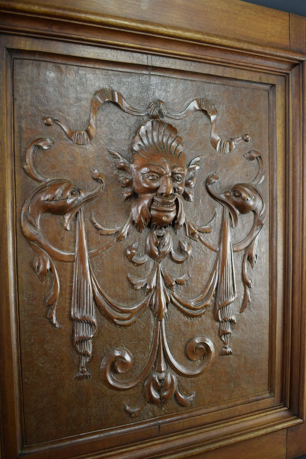 French Antique Hand Carved Wood Cupboard Chimera Head Mascaron 19th photo buy
