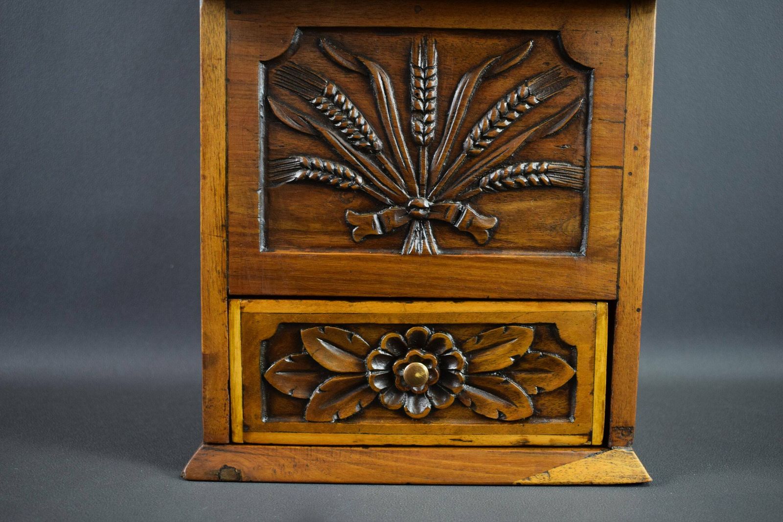 Vintage French Antique Wood "Saliero" Salt Box Provencal 19th photo Home Decor