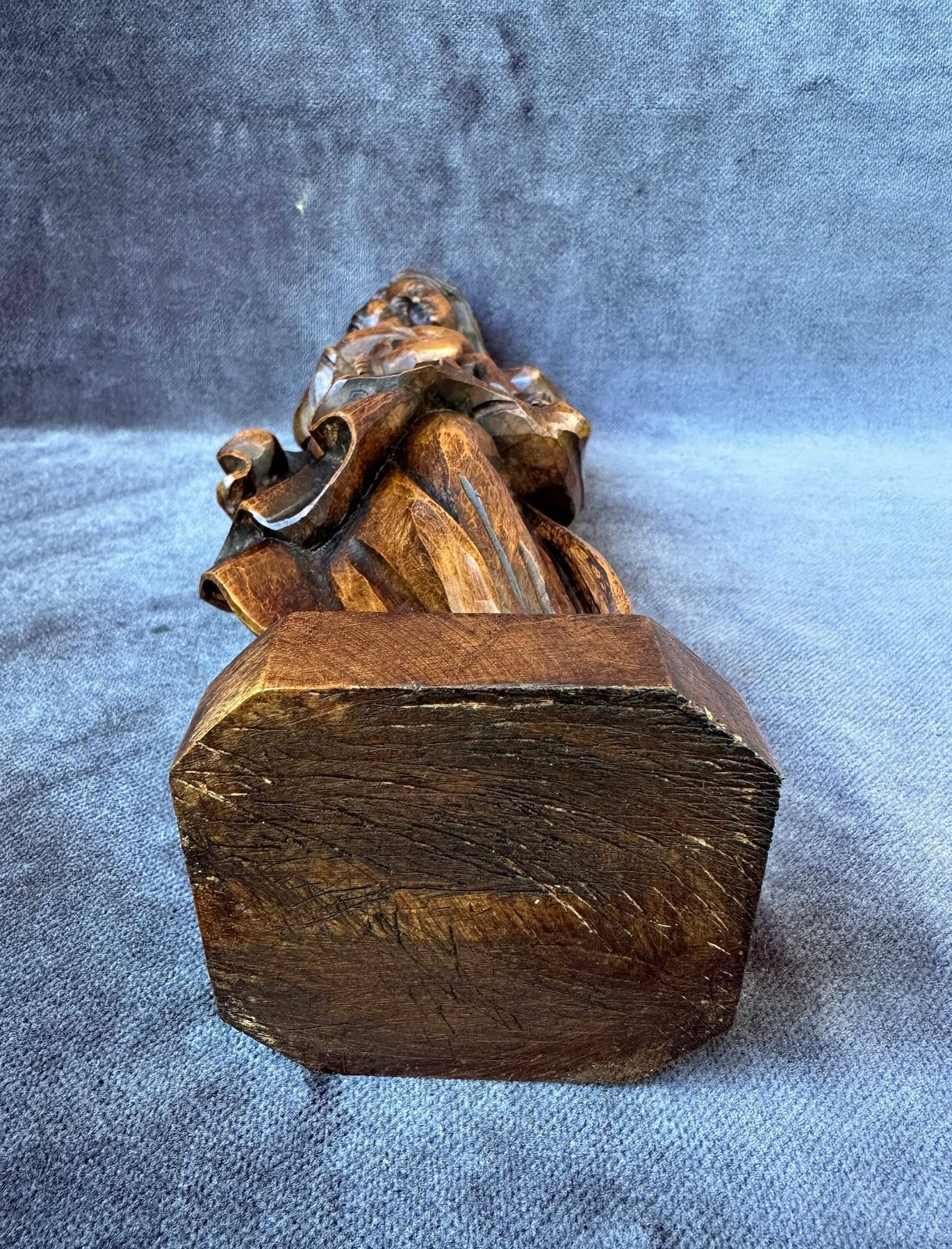 photo furniture Vintage Spanish Religious Wood Madonna And Child Carved Sculpture By Ouro