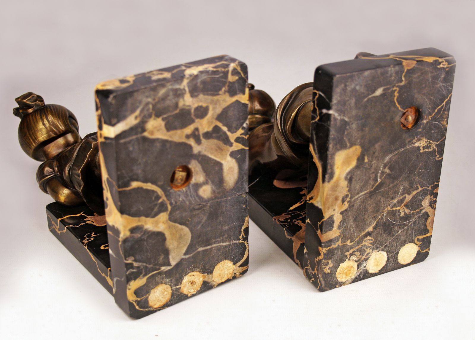 Pair Of Art Déco Bronze Bookends With Marble Base Designed By Alexandre Kéléty For Etling Paris photo buy