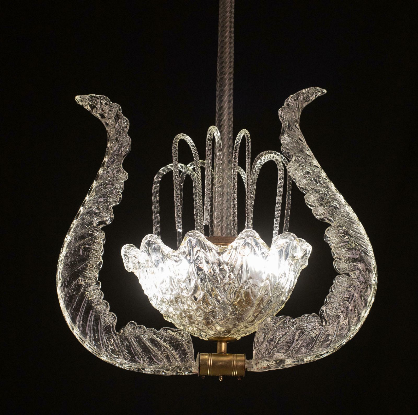 Set Of 2 Art Decò Fountain Chandelier By Barovier E Toso, Murano Glass, 1940 photo furniture