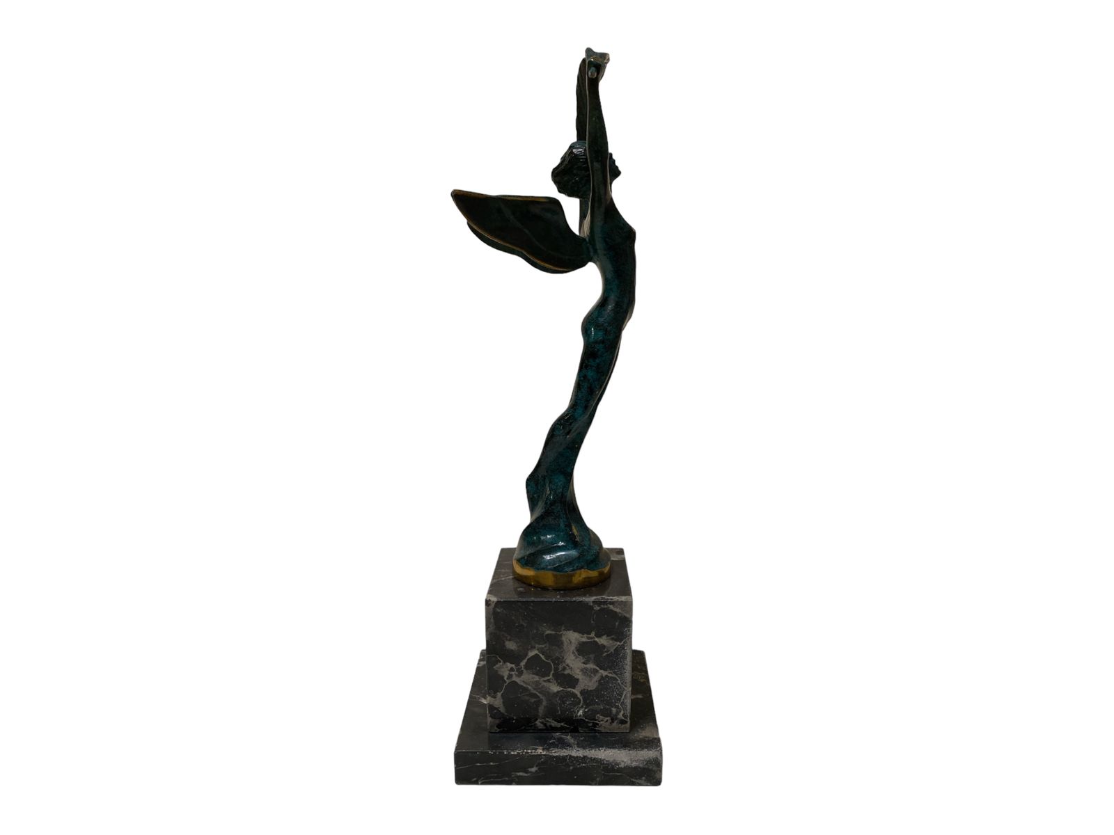 Elegant Bronze Woman Sculpture Of Victory With Marble Base – Exquisite Art Deco Masterpiece 34 Centimeters High photo 130.0