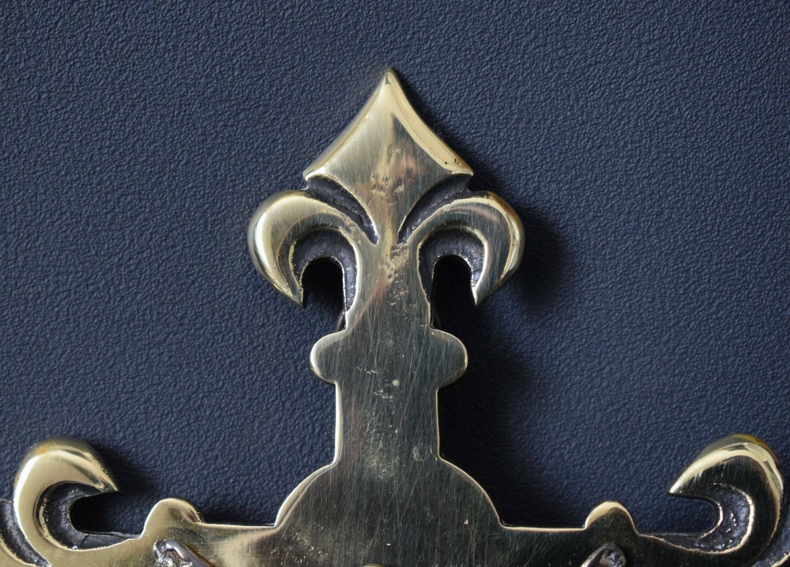 French Antique Bronze And Brass Fleur De Lis Wall Cross Crucifix photo for sale