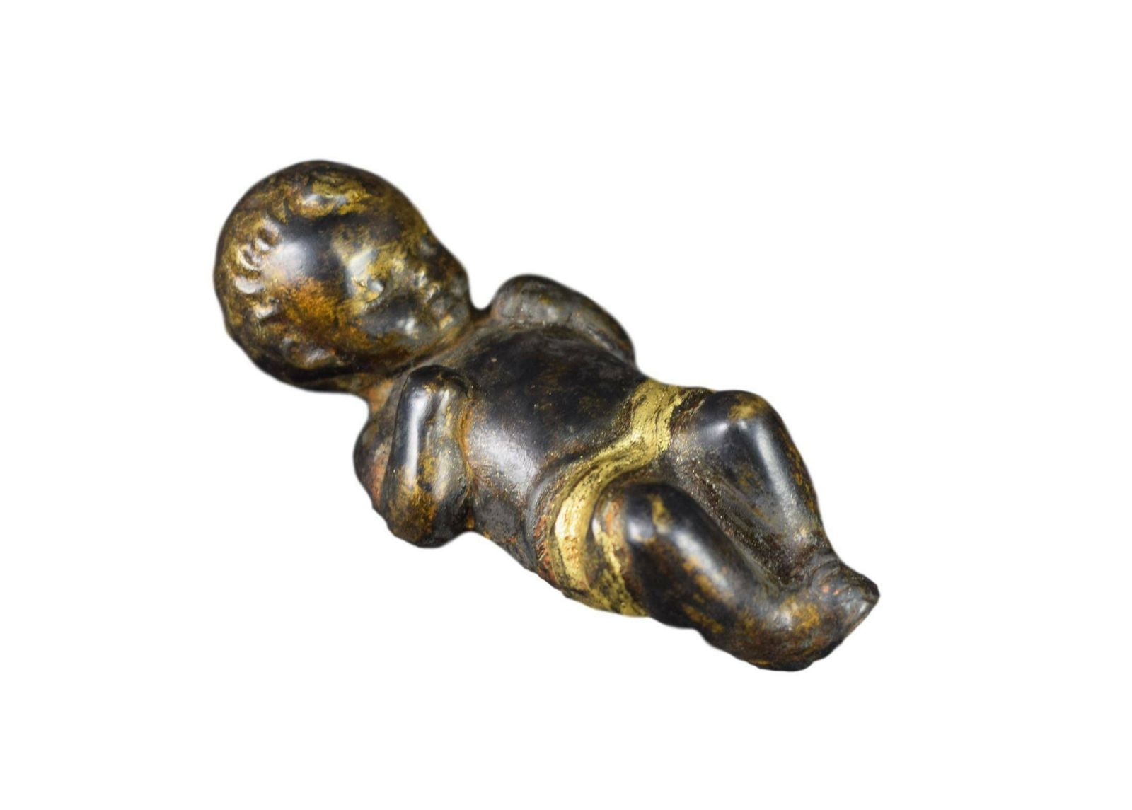 Rare French Antique 19th Bronze Jesus Christ Baby Crib Christmas