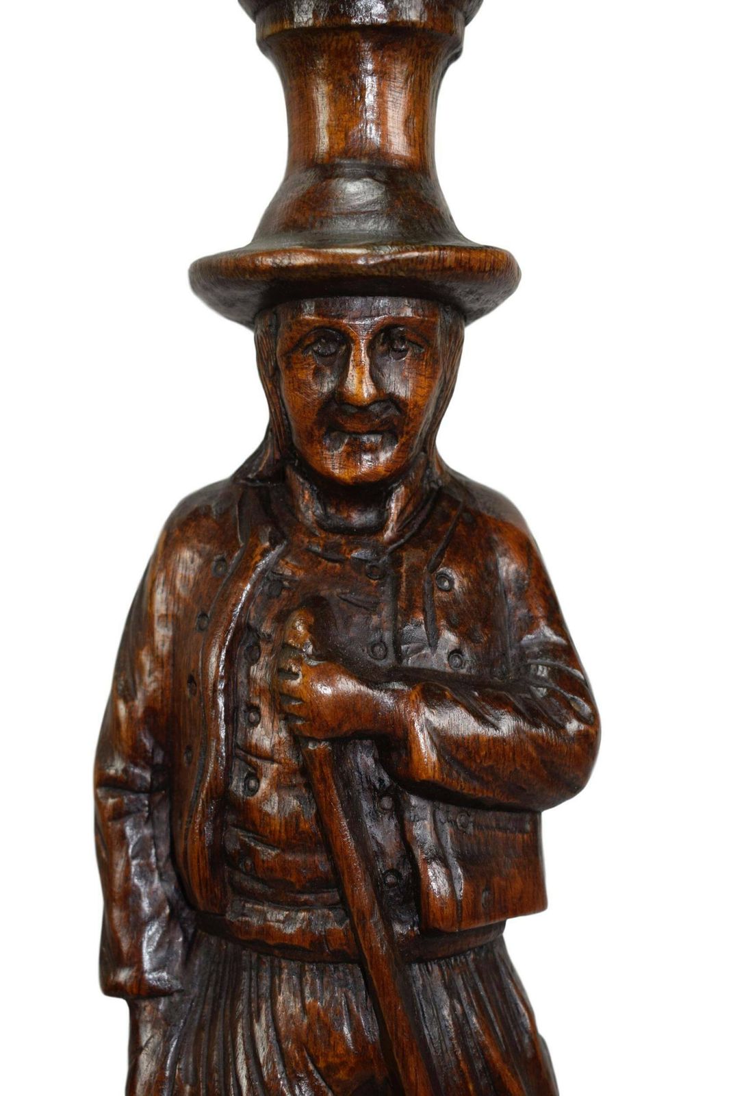 Antique French Large Breton Man Figure Hand Carved Wood Lamp   French Rustic Wooden Lamp Foot   Desk Lamp   French Rustic Farm photo furniture