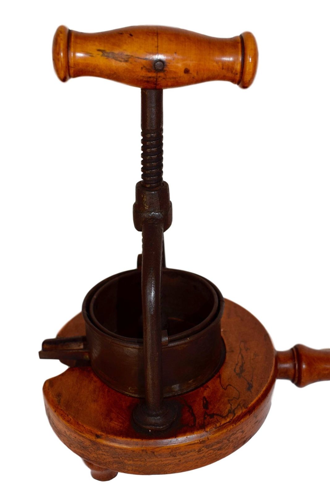 French Antique Wood Iron Meat Food Press 19th photo furniture