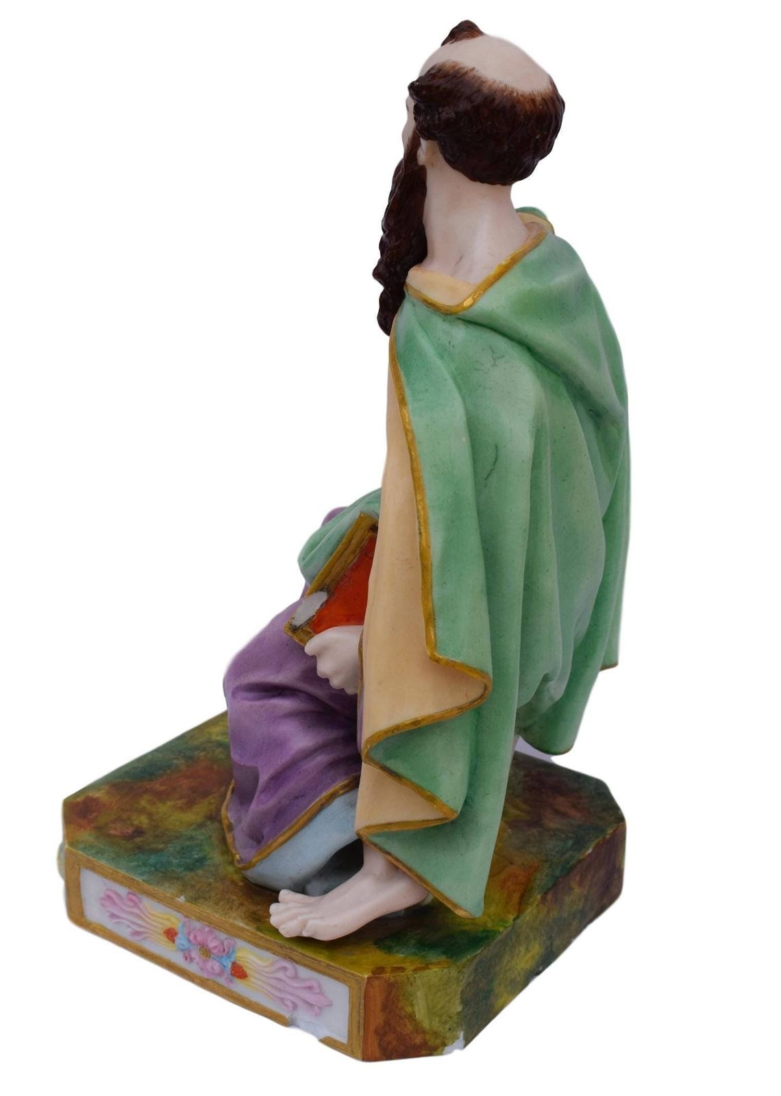French Antique Large Rare Polychrome Bisque Statue Of Saint Paul 19th.C   Old Church Saint Figure   Porcelain Apostle Statue photo Home Decor