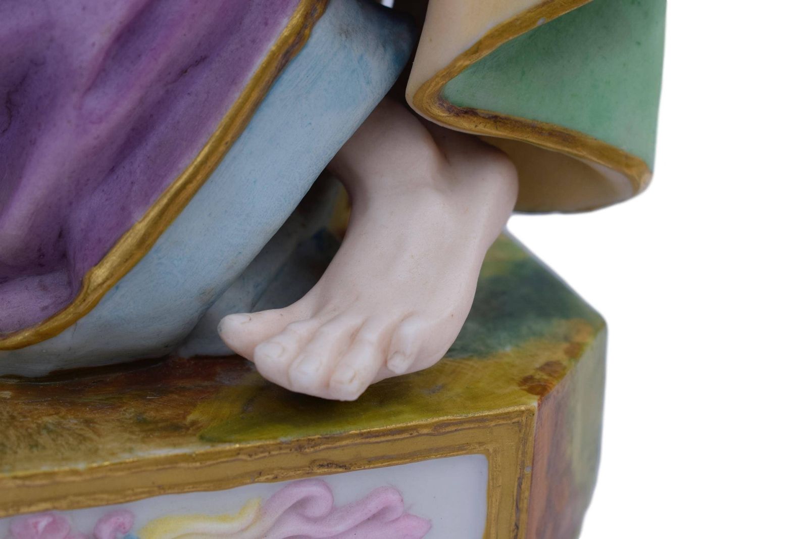 French Antique Large Rare Polychrome Bisque Statue Of Saint Paul 19th.C   Old Church Saint Figure   Porcelain Apostle Statue photo 346.0