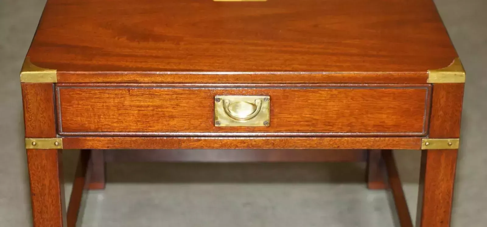Fine Pair Of Harrods Kennedy Mahogany Military Campaign Single Drawer Tables photo Furniture