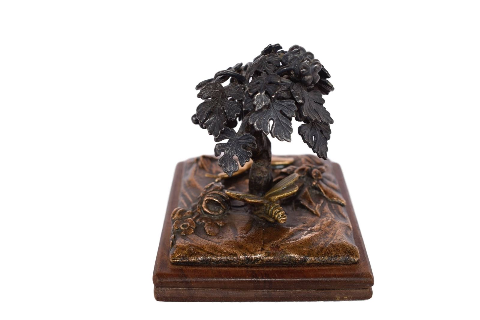 French Antique Bronze & Wood Paperweight   Vine Stock Bee Wine Cellar Decoration   Shabby Chic Romantic Home   Vienna Bronze Style photo furniture
