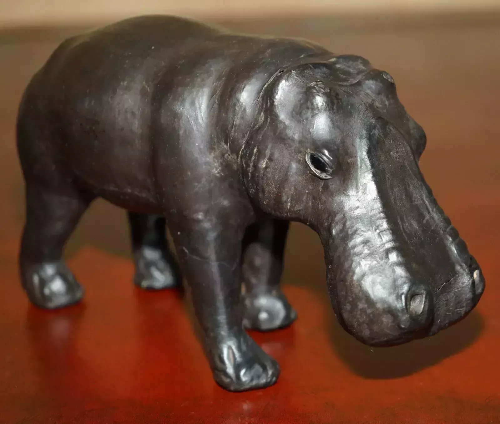 Small Infant Liberty's London Omersa Brown Leather Hippopotamus Footstool photo for sale