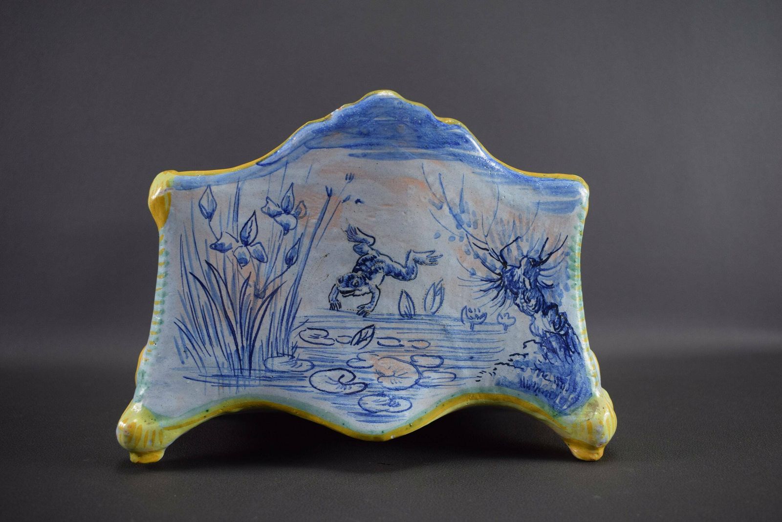 Vintage French Antique Letter Holder In Nevers Earthenware F.Cottars photo vinterior