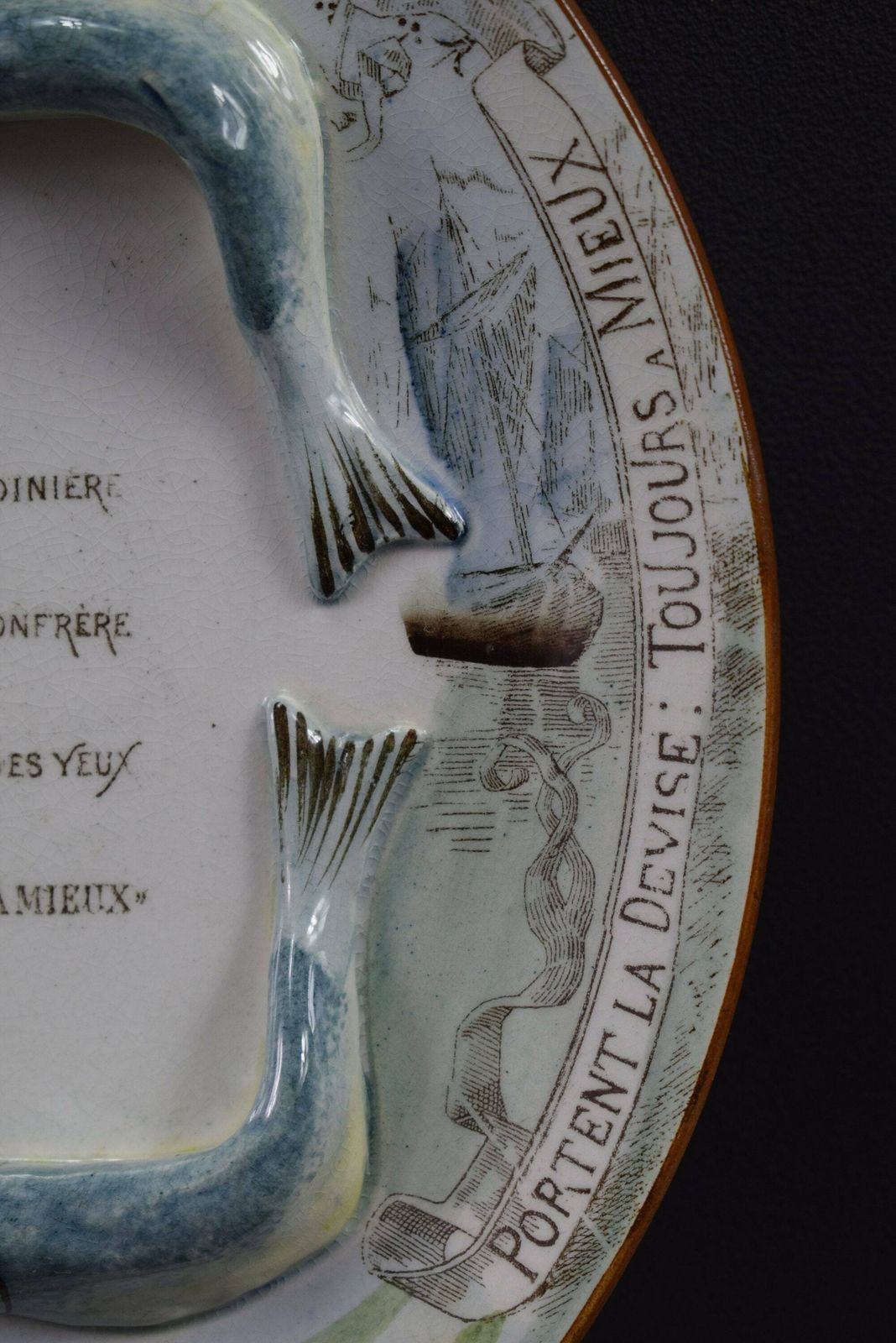 Vintage France Antique Majolica Advertising Plate photo buy