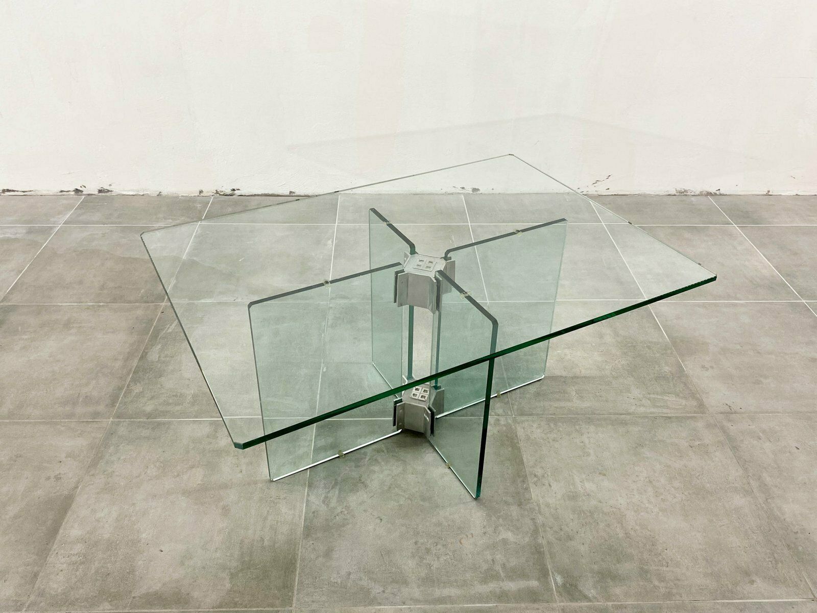Vintage Glass Coffee Table Attributed To Peter Ghyczy, 1970s photo furniture