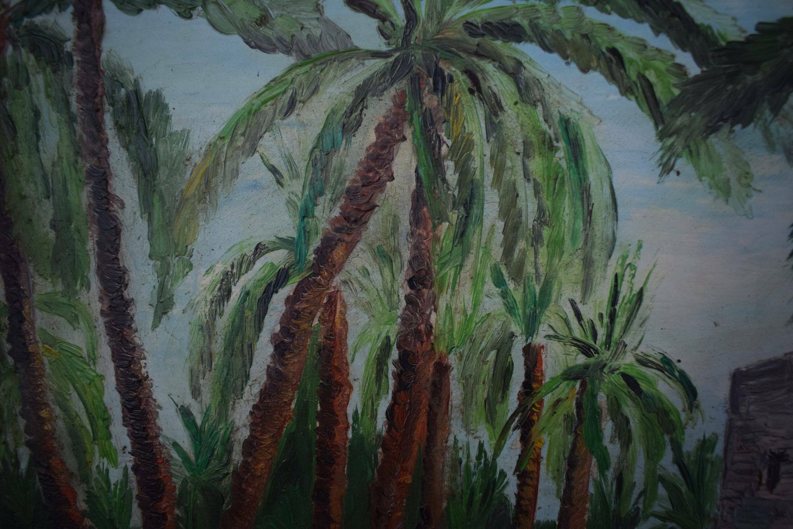French Orientalist Oil Painting On Panel Signed Langlois, Maghreb Oasis Painting photo buy