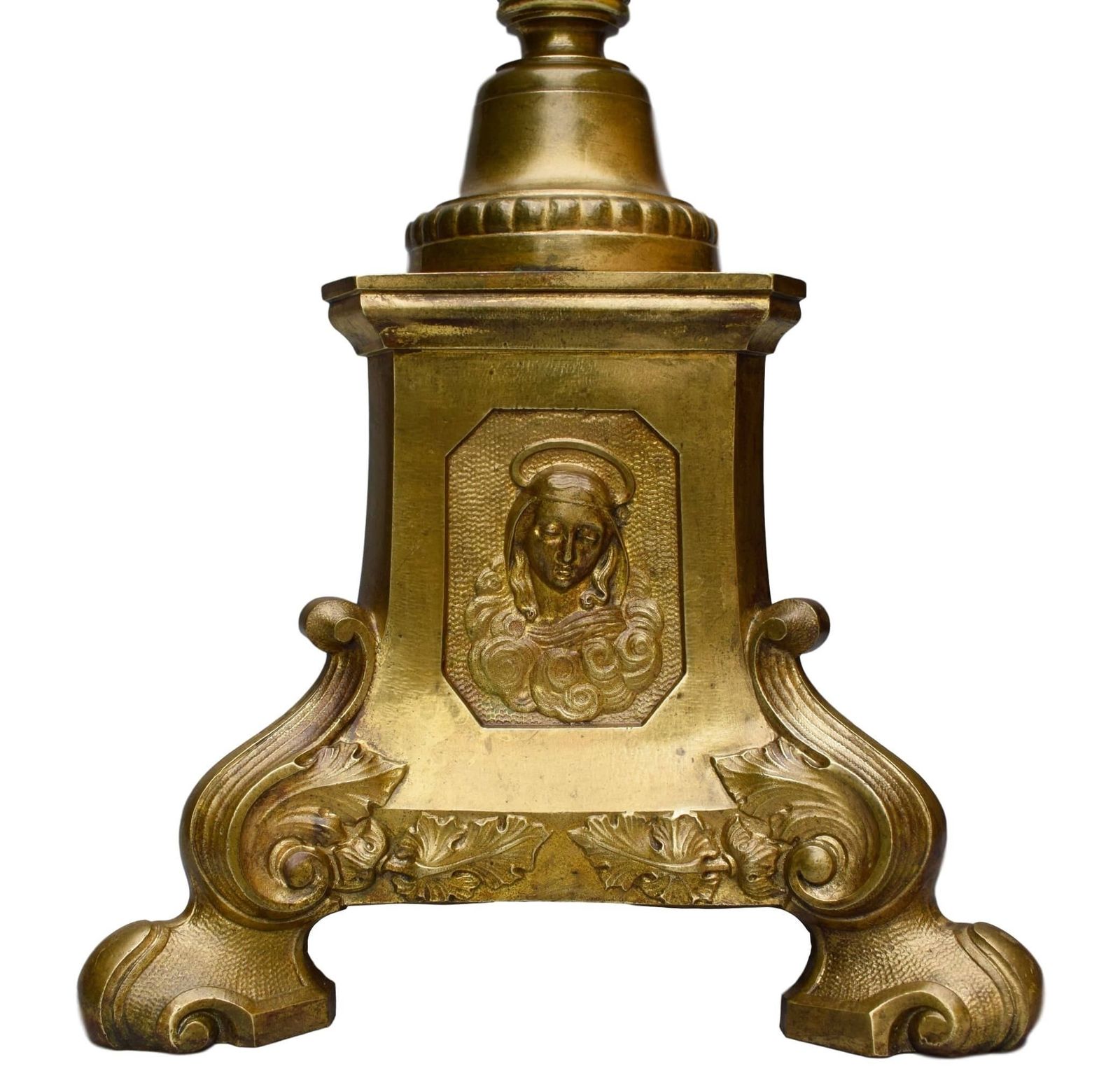32" High French Antique Religious Church Candlestick Ormolu Bronze Candelabra photo Lighting