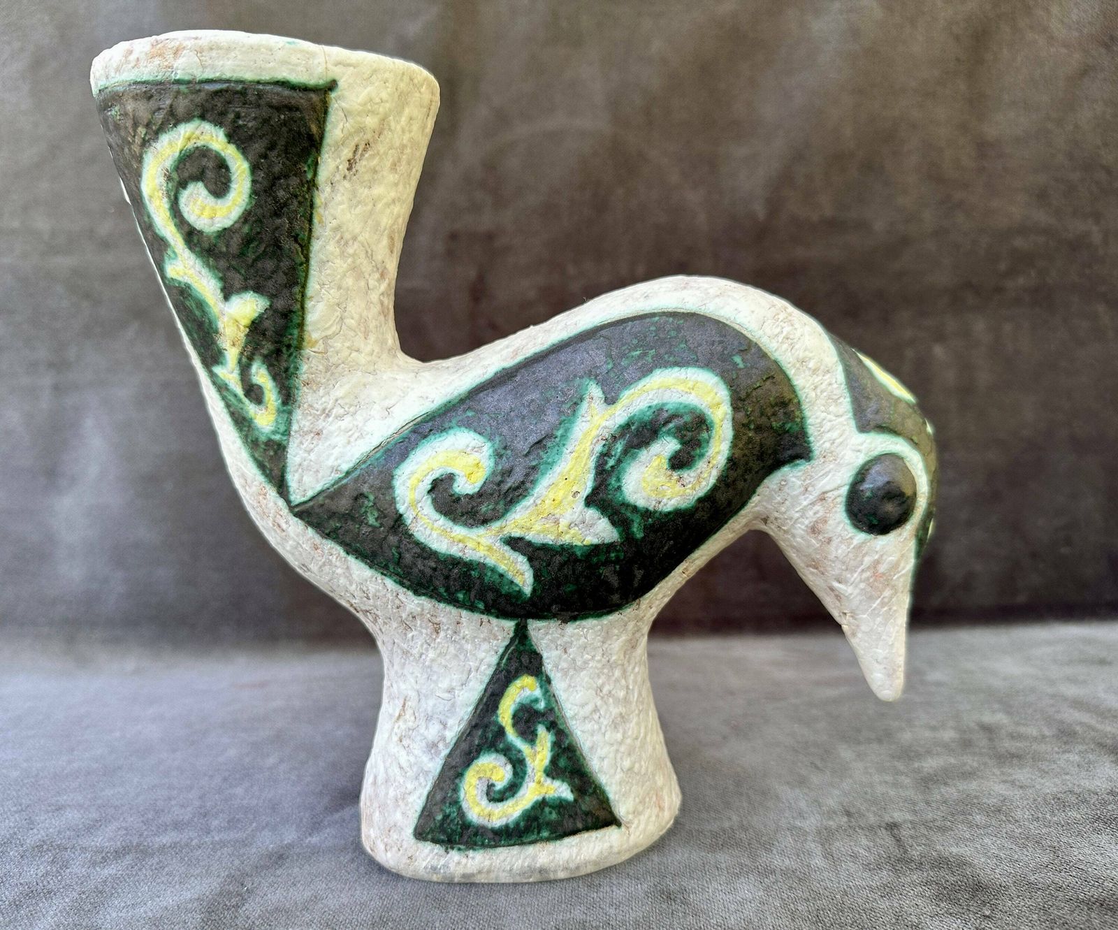 French Antique Vallauris Bird Ceramic Vase By Jacques Sagan 20th Century photo Home Decor