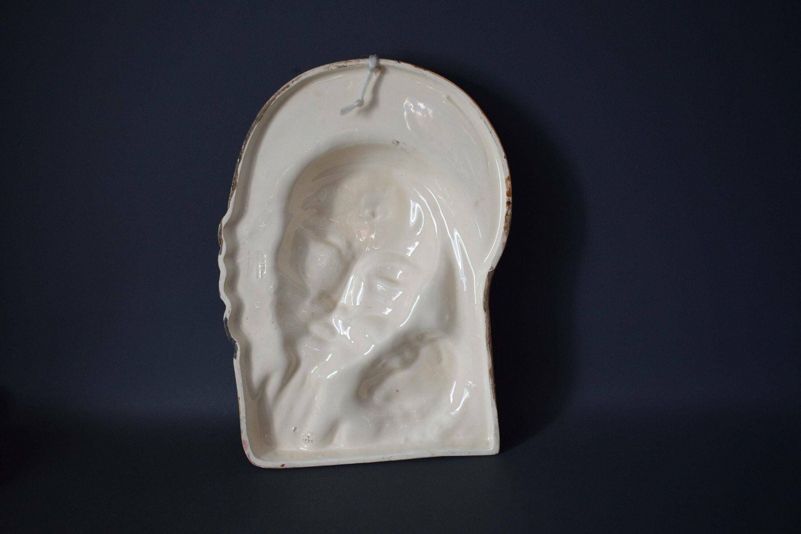 Religious Majolica Plaque Virgin With Child Aegitna Vallauris photo vintage