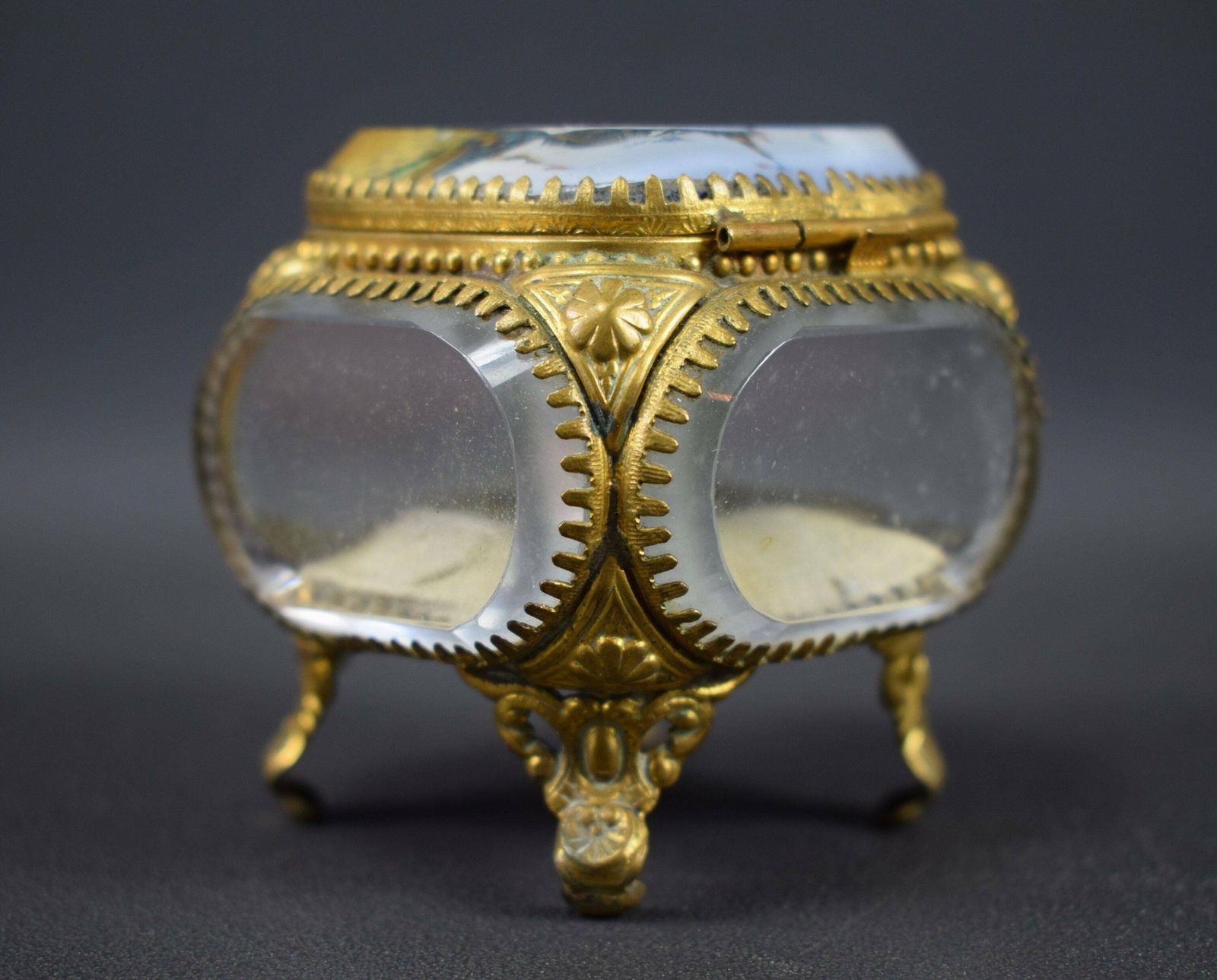 French Antique 19th.C Eglomise Casket Box Jewelry Case Souvenir Of Lyon photo buy