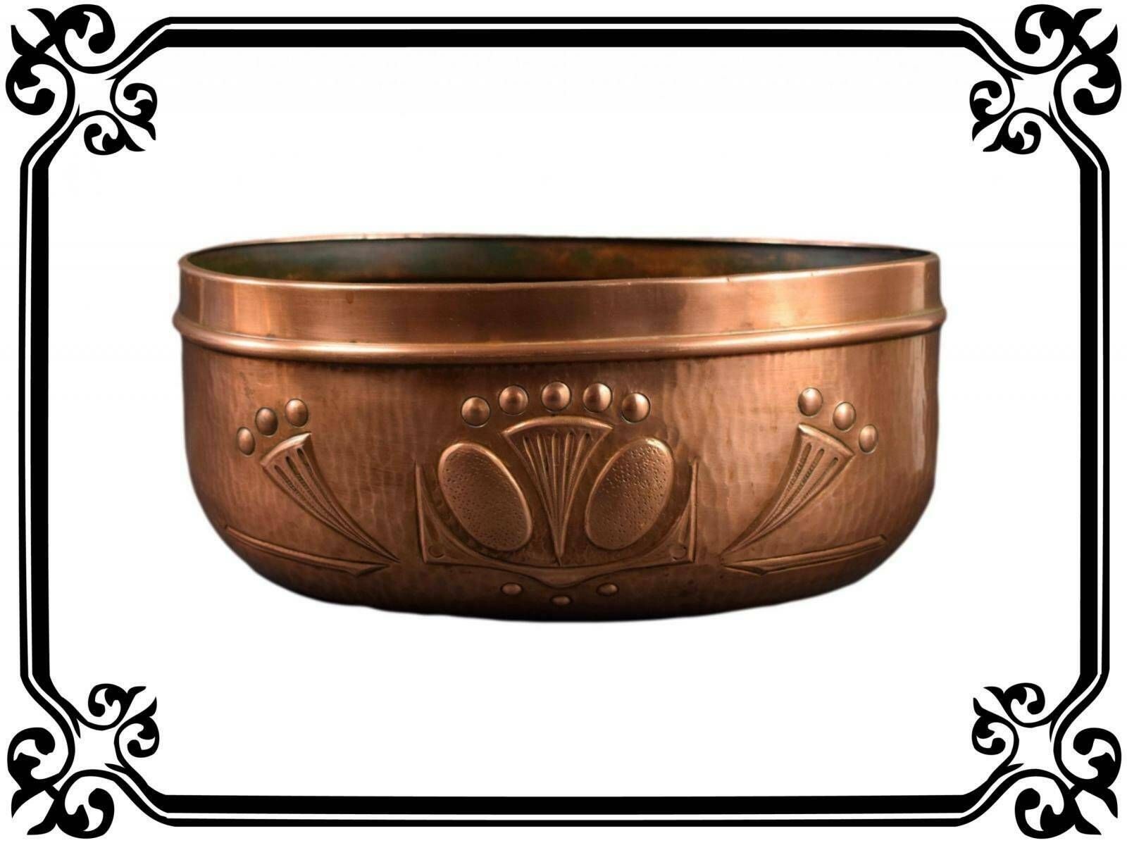 French Art Nouveau Antique Copper Cache Pot Planter