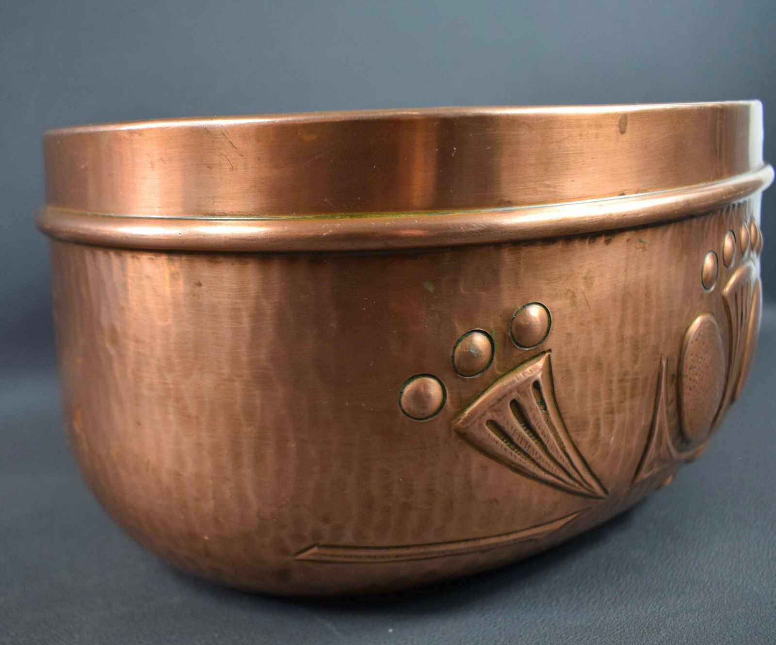 French Art Nouveau Antique Copper Cache Pot Planter photo 195.0