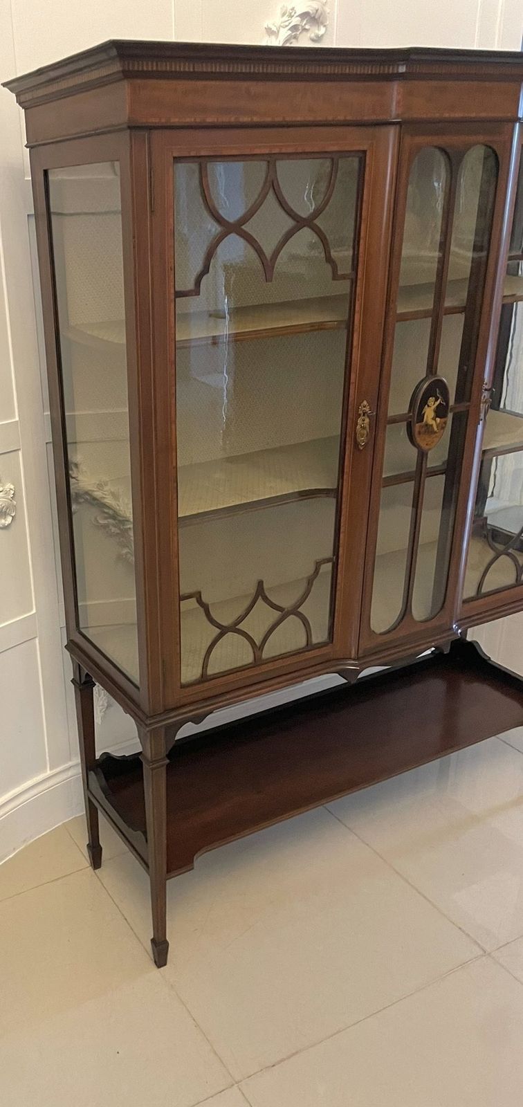 Antique Early 20th Century Superb Quality Inlaid Mahogany Display Cabinet photo Furniture