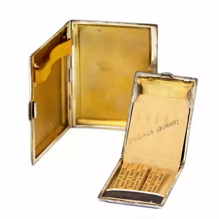 English Smoking Set Of Cigarette Case And Matchbox Made Of Silver And Enamel. photo 1648.0