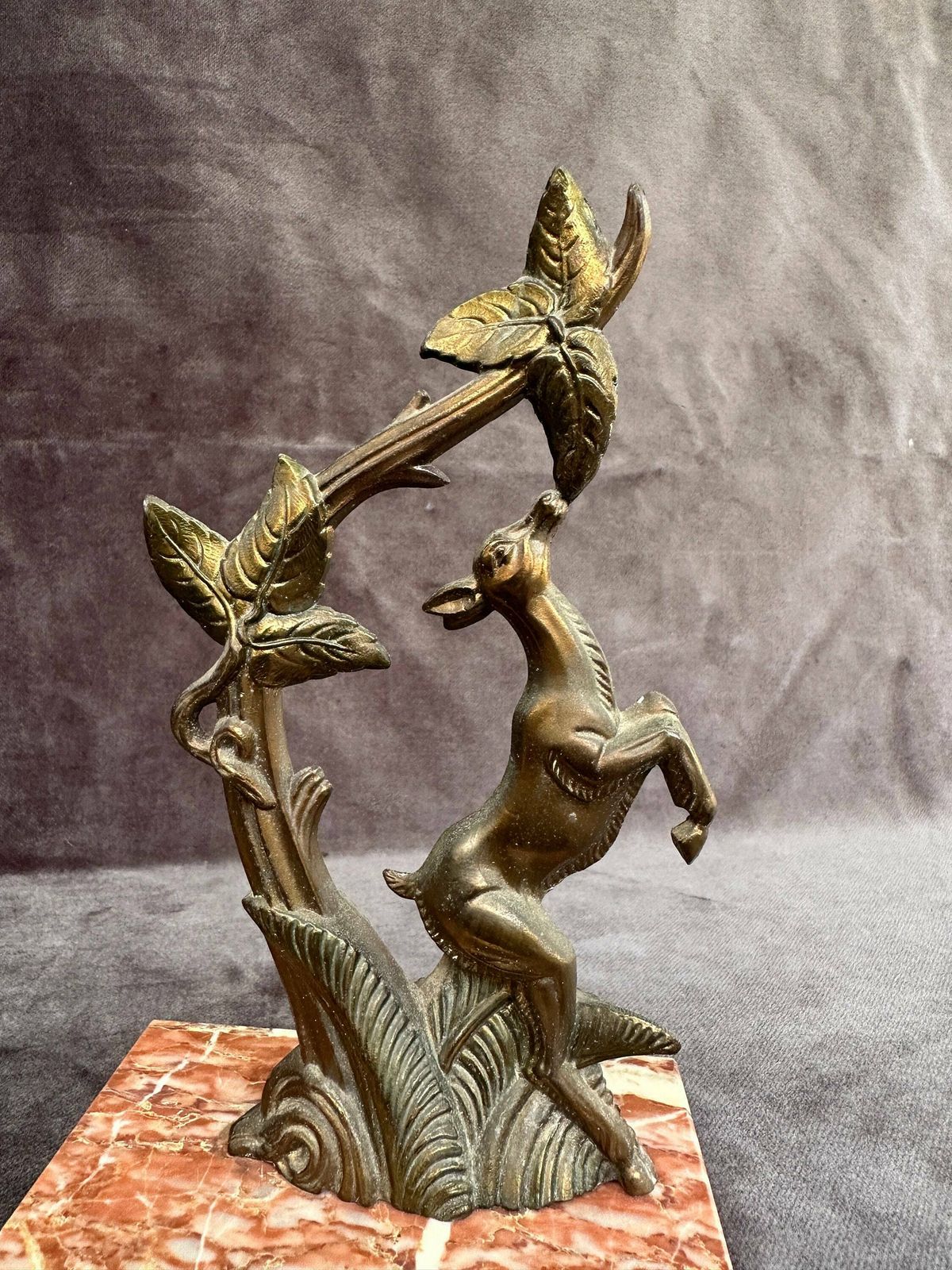 Vintage French Art Deco Pair Of Bookends Bambi Fawn Deer Statue Vera photo vintage