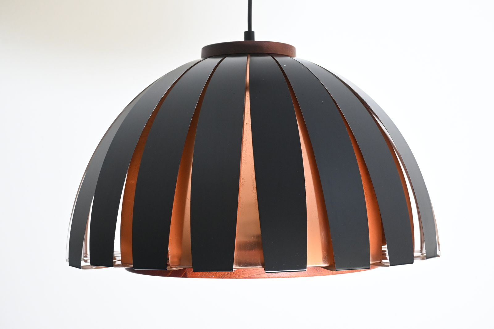 Rare Vintage Fiesta Metal With Wood Pendant / Hanging Lamp By Svend Aage Holm Sørensen, Denmark 1960s photo furniture