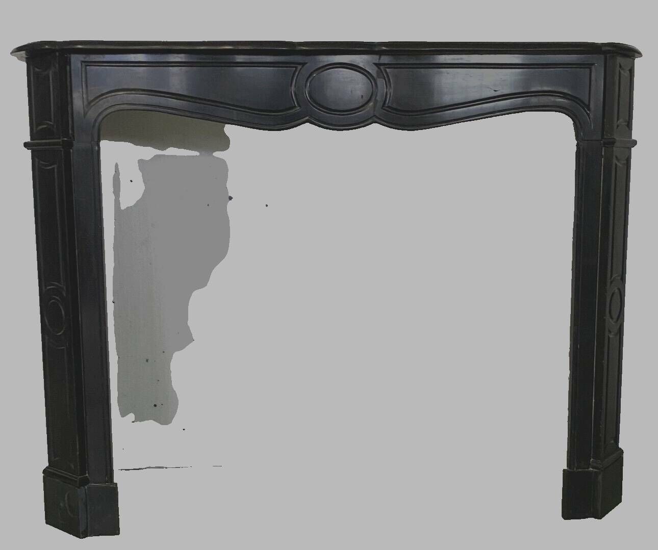 Louis XV Style Fireplace Model Pompadour Black Marble 20th Century photo vintage