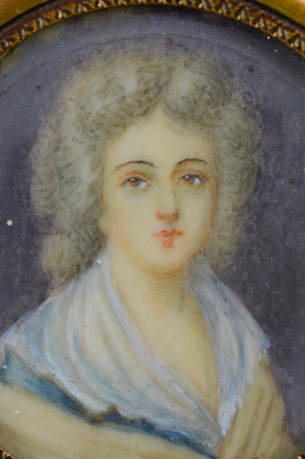 Vintage French Antique Miniature Portrait Woman 19th photo Art